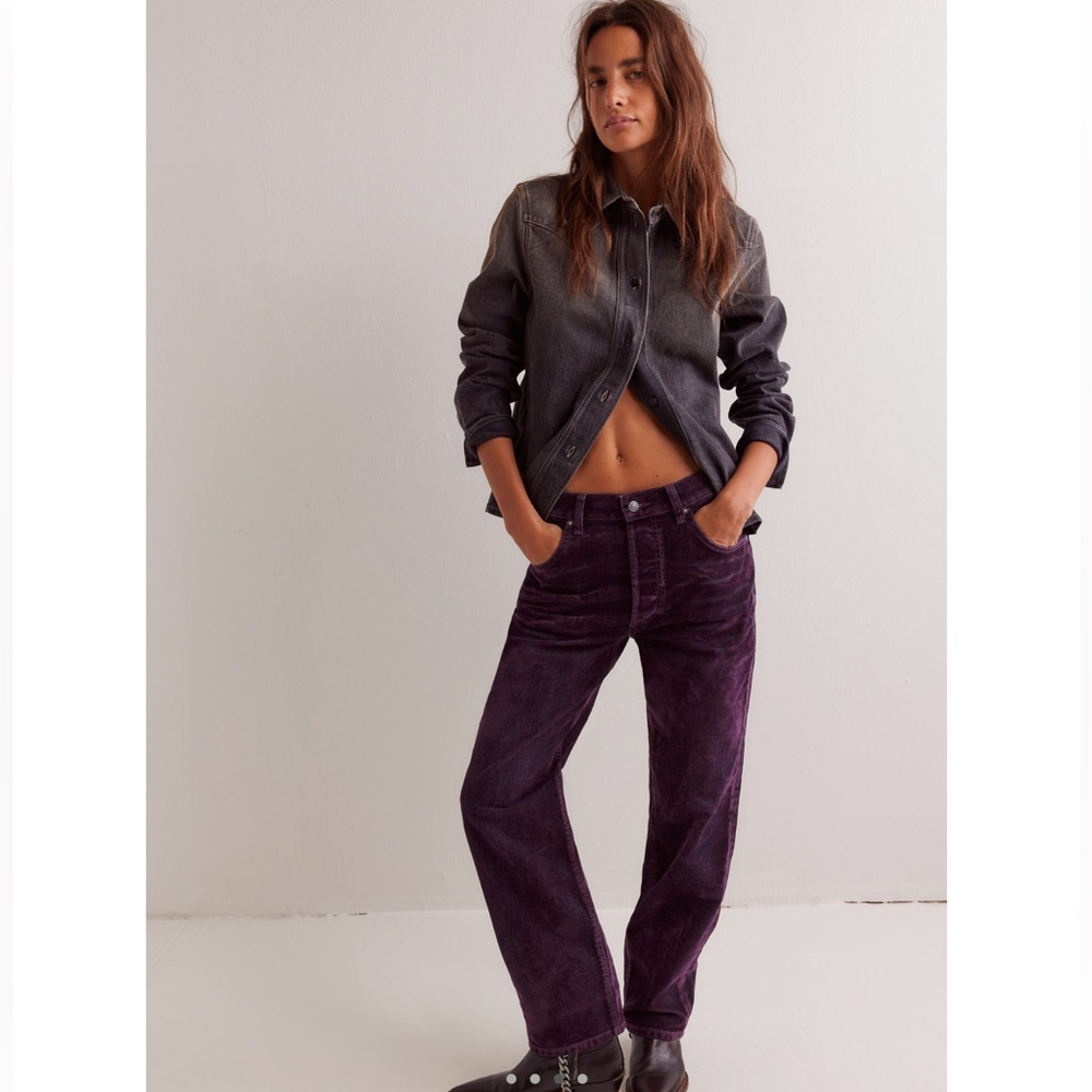 NWT Free people we the free first class relaxed flock jeans velvet